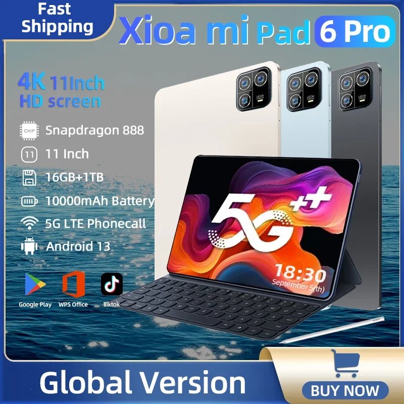 Alfombrilla de ratón 6 Pro versión Global, 11 pulgadas, 16GB + 1TB, 5G, HD, 4K, WIFI, PC, Snapdragon 2024, Xiao, Android 13, 888