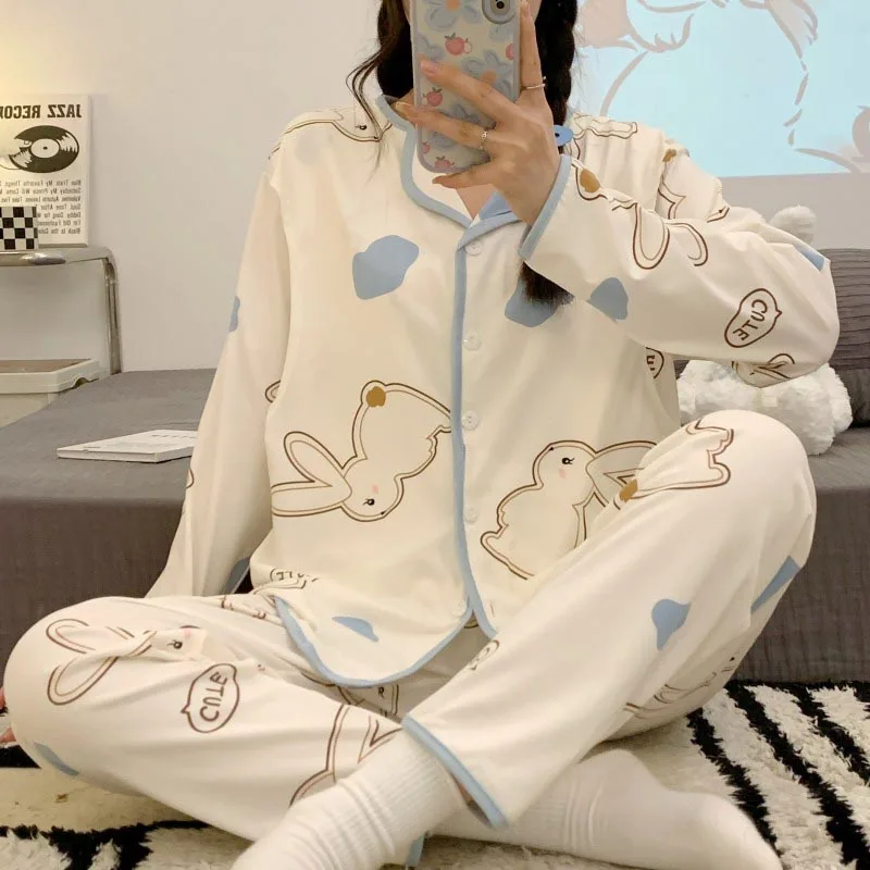 임산부복 봄/여름 경량 산후 가운 수유복 루즈핏 땀 흡수 임산부 나이트웨어 세트