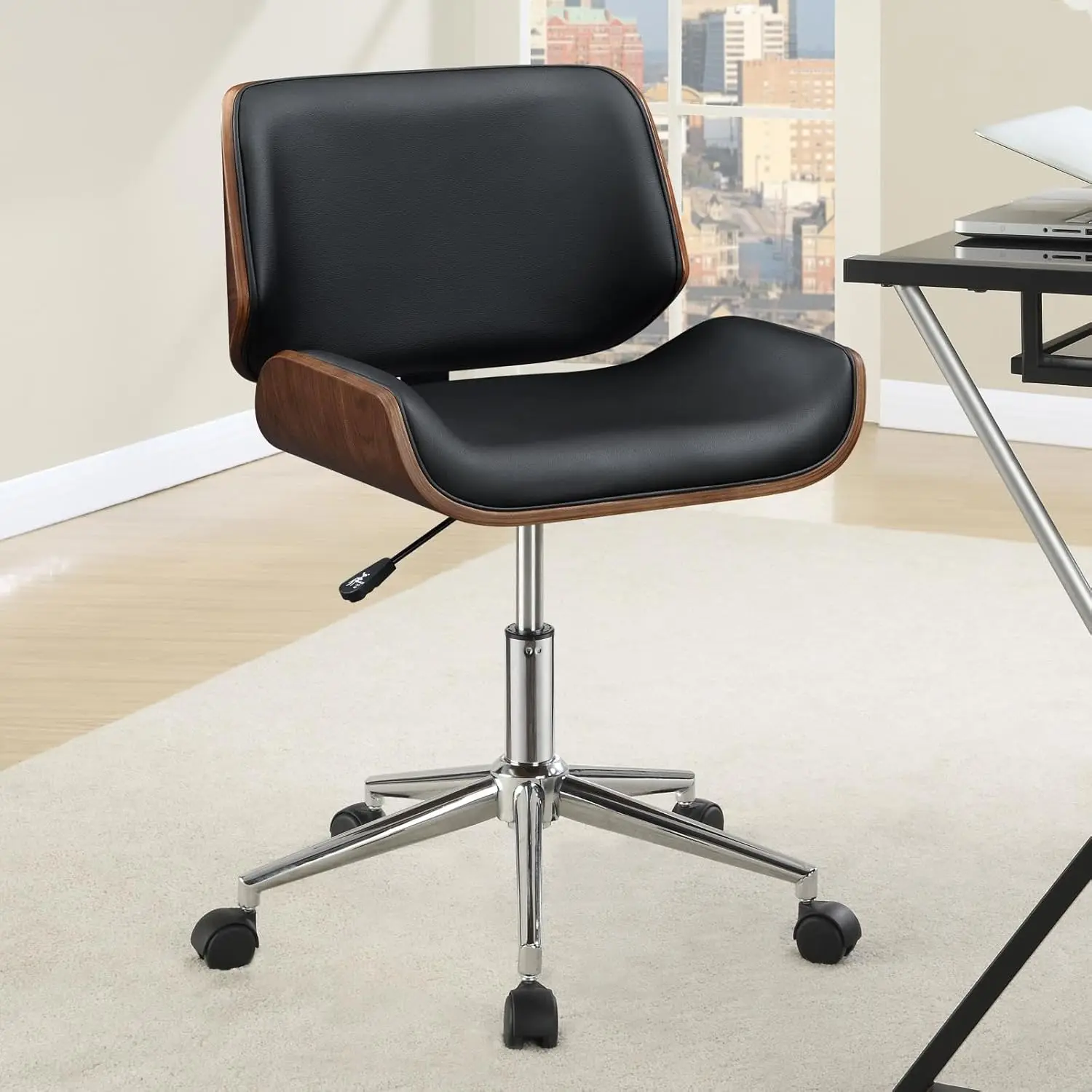 Furnishings Addington Adjustable Height Office Chair Black and Chrome 2