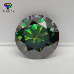 Multicolor Round Cut Moissanite Gemstone with GRA Certification - 9.0mm (09 Rainbow Green)