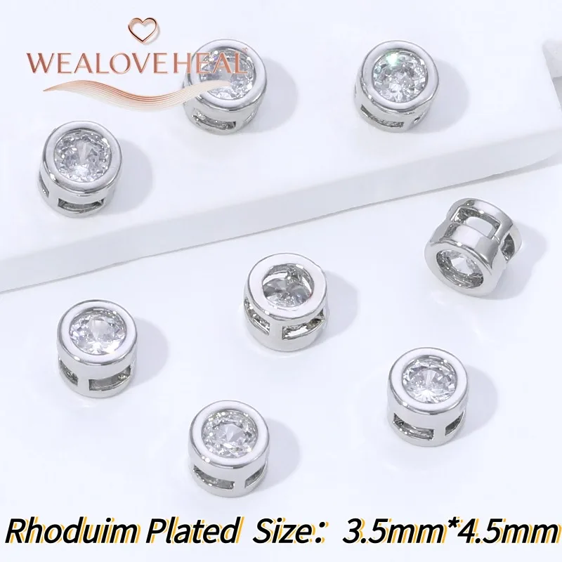 Luxuriöse 14K Vergoldete Zirkon-Einlage Runde Abstandhalterperlen, Messing Metall-Trennperlen für Schmuckherstellung DIY Armbänder Zubehör – Detail 24