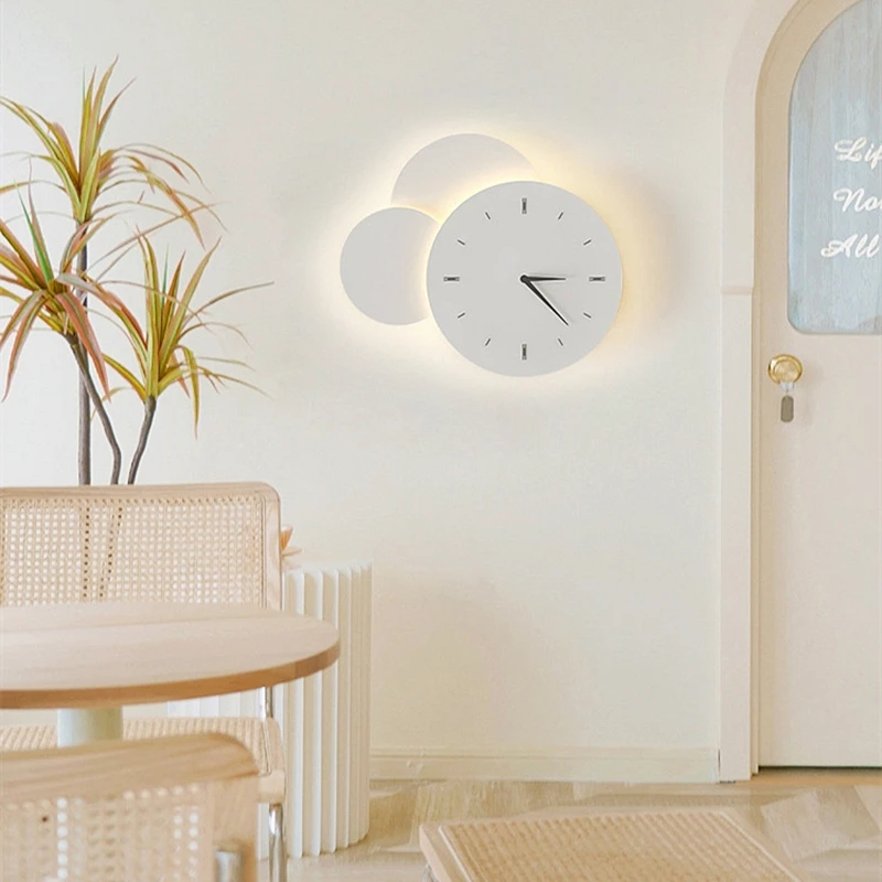 

Nordic Modern Creative Clock Wall Lamp Indoor Wall Hanging Lamp Living Room Bedroom Bedside Decor LED Wall Light Metal Sconce