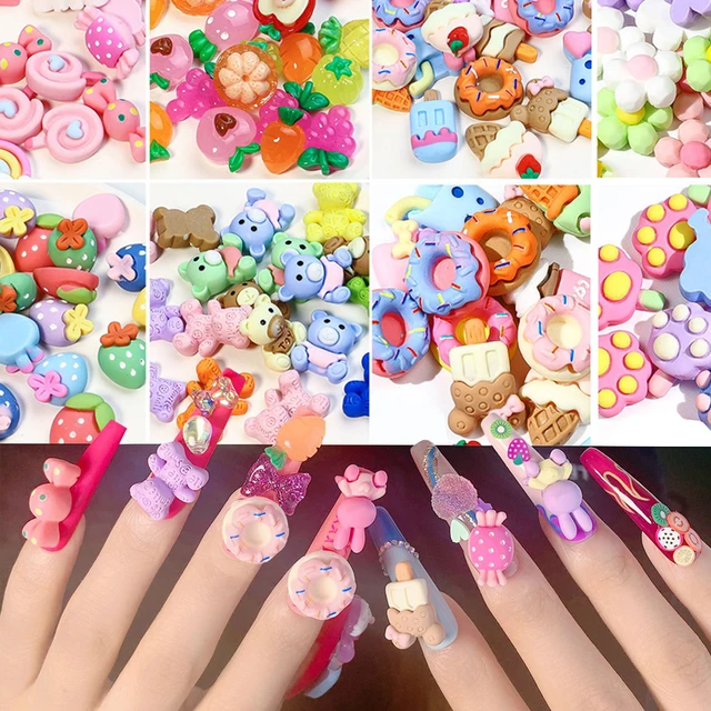 20pcs Jelly Nail Charms Resin Flatbacks Candy Bear Decoration Kawaii Gummy  Bears DIY Craft Accessories Press ON Decor Parts - AliExpress