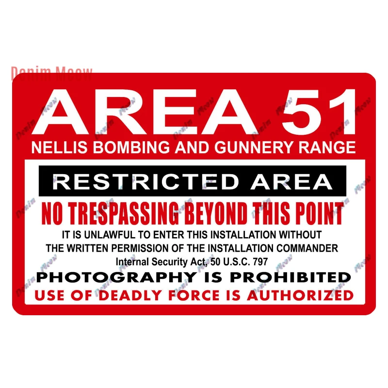 Metallschild „Warning Area 51“ Im Vintage-Look – Rustikal, Dekorativ (30,5 X 40,6 Cm)