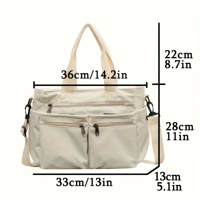 Korean Simple Women's Crossbody Bag Large Capacity Handbags Multiple Pockets Corduroy Shoulder Bag For Women