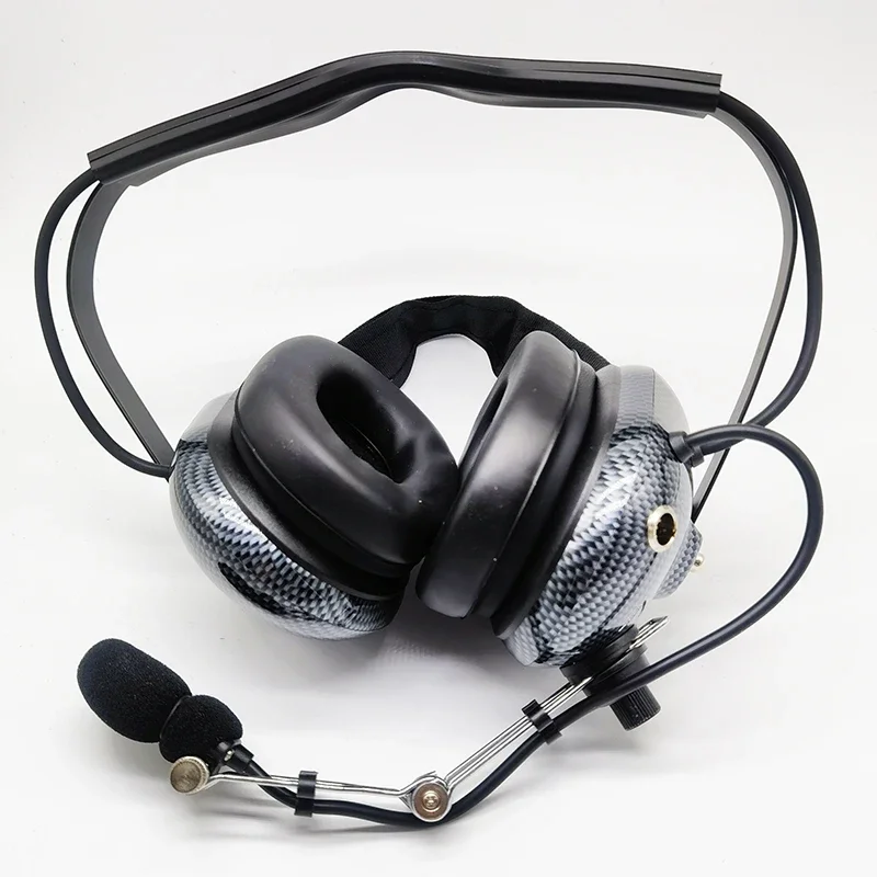 ‎H41-CF Carbon Fiber Aviation Helicopter Headphone Active Noise Cancelling Behind Head Headset for Baofeng Kenwood Two Way Radio