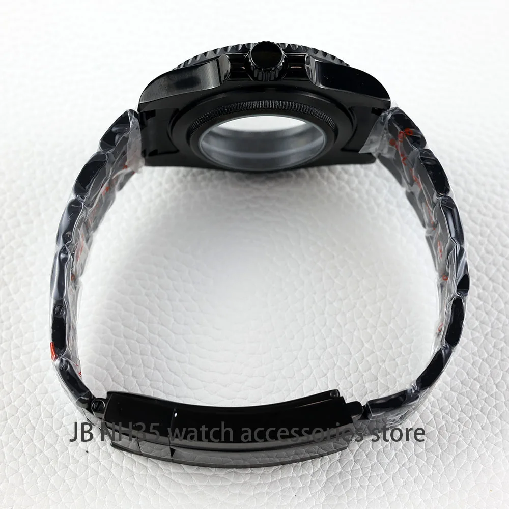 Luxury Black Stainless Steel Men's Watch Case with Sapphire Crystal - Yacht-Master Design, 40mm, Waterproof