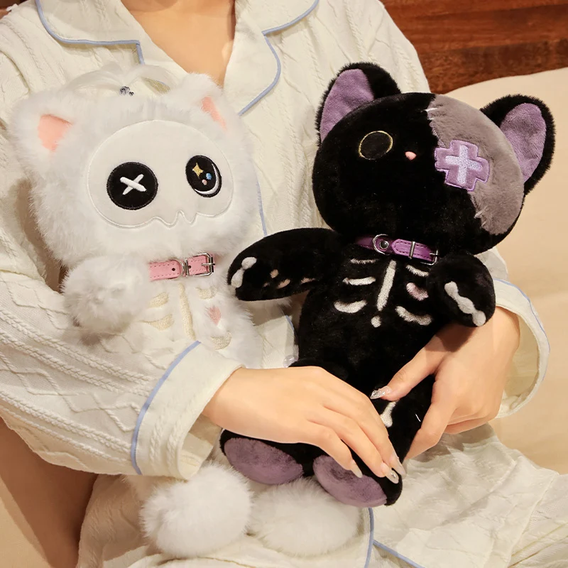 39cm Kawaii Dark Serie Black Devil Skeleton Cat Plush Toy Creative