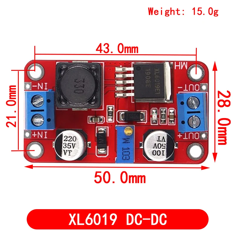 Xl6009/xl6019 4a Boost Converter Step Up einstellbar 15W 5-32V bis 5-50V DC-DC Netzteil modul hohe Leistung niedrige Welligkeit – Detail 18