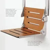 Folding Shower Bench Seat Teak Silver Frame Arms 400lb Capacity ADA Compliant Created USA 5