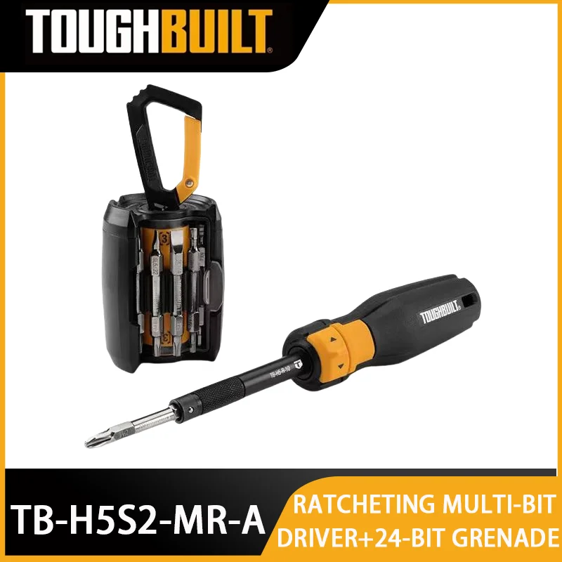 Ratcheting Multi-Bit Driver + 24-Bit Grenade Portable Multifunctional Screwdriver Hand Tools TOUGHBUILT TB-H5S2-MR-A