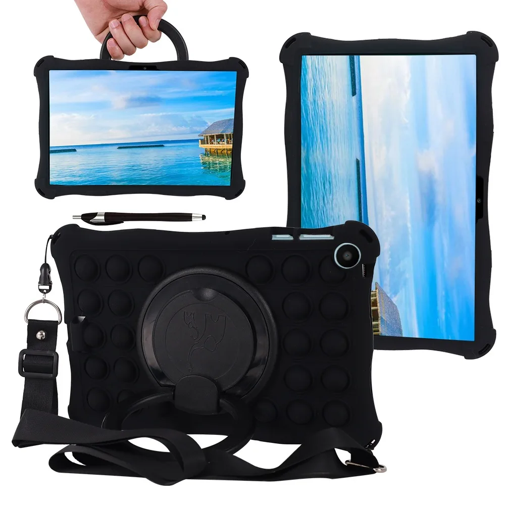 Durable Kids Tablet Case with 360° Rotating Stand - Blue