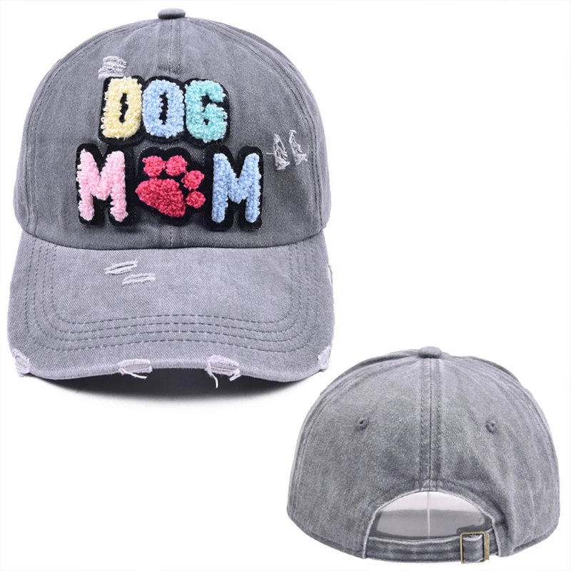 New Dog Mom Embroidered Adjustable Baseball Cap Women Washed Patch Snapback Casual Dad Hat Outdoor Cotton Hip Hop Trucker Caps 5