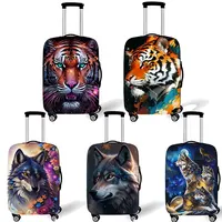 Howling Wolf Under The Moonlight Luggage Cover for Travel Watercolor Tiger Suitcase Covers  Anti-dust Trolley Protective Cover 1