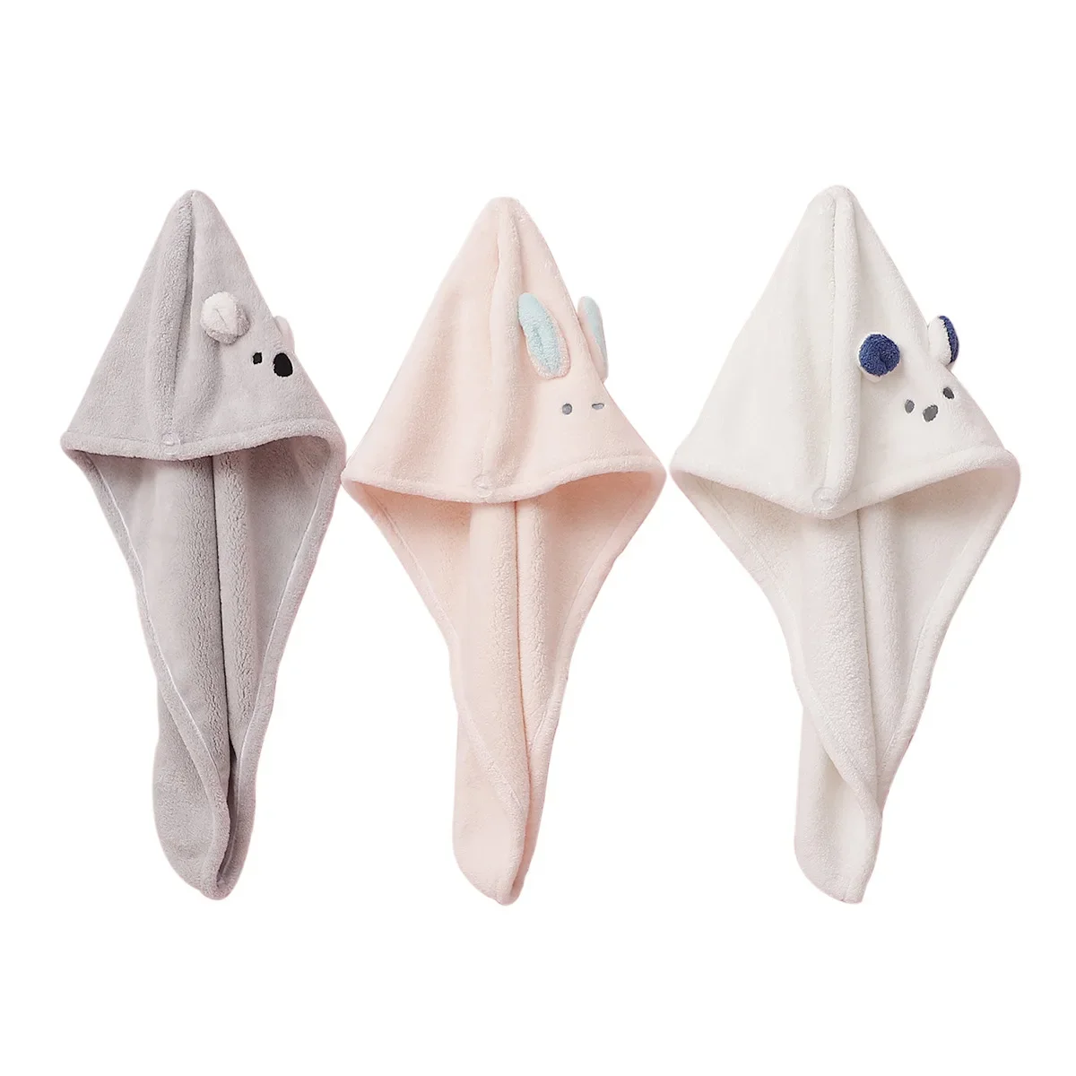 Thickened Triangle Towel Quick Drying Absorbent Hair Cap Non-Shedding Velvet Lace Net Cap Korean Cartoon Rabbit Ear Design