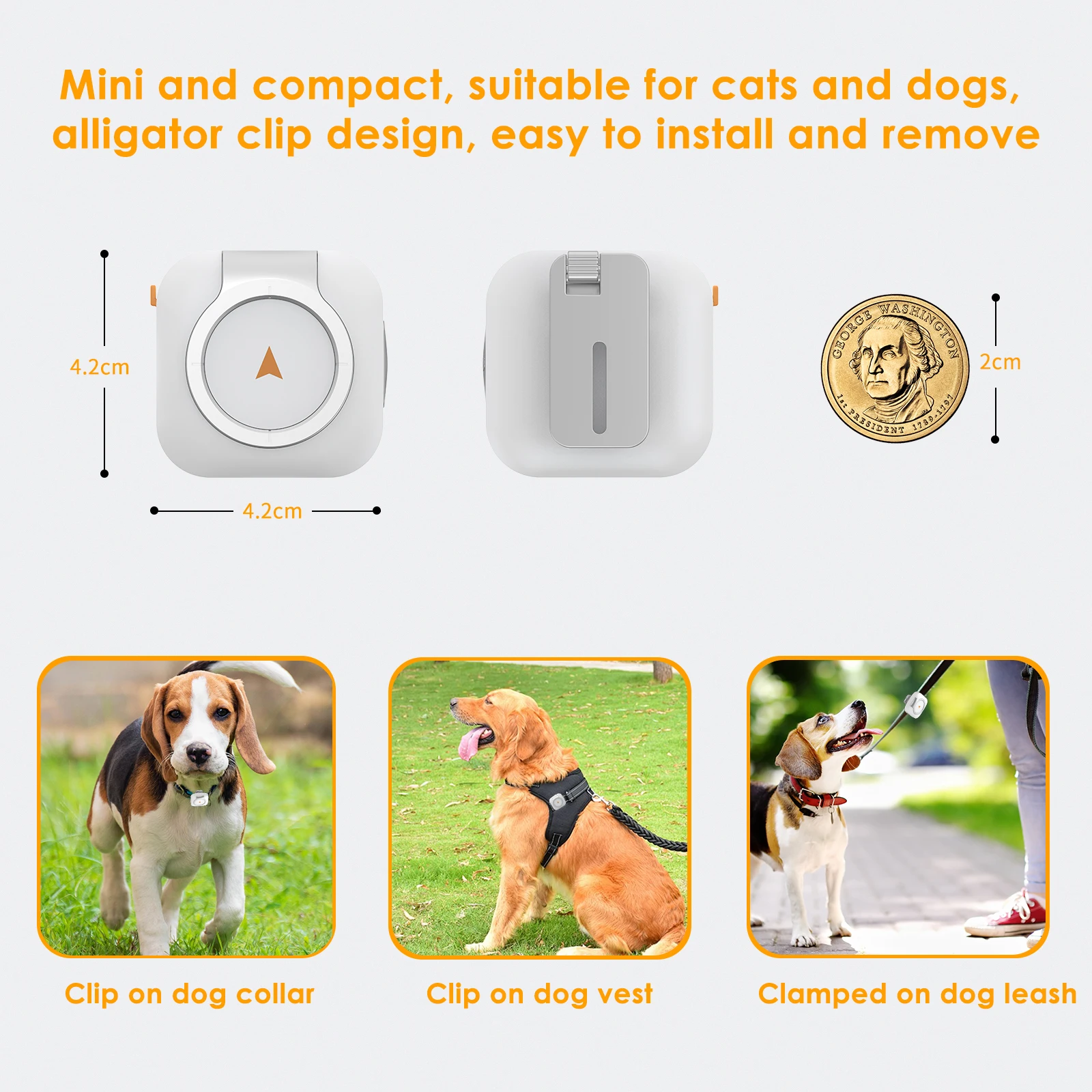 Mini 4G GPS Pet Tracker Waterproof Universal Fit for Any Collar Health Monitoring Virtual Dog Fence Compatible with iOS Android