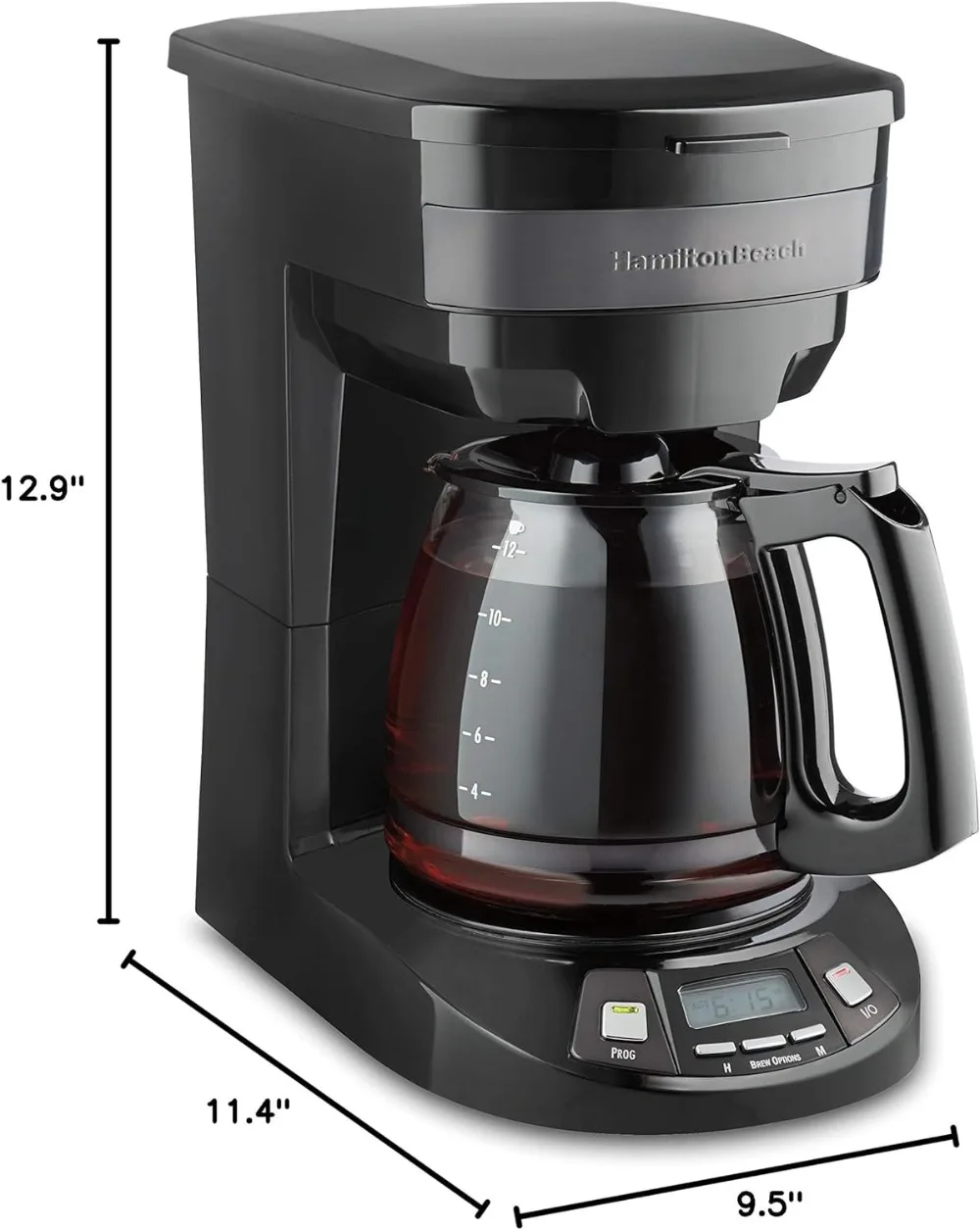 Coffee Maker with Auto Pause and Glass Carafe, 12 Cups, Black