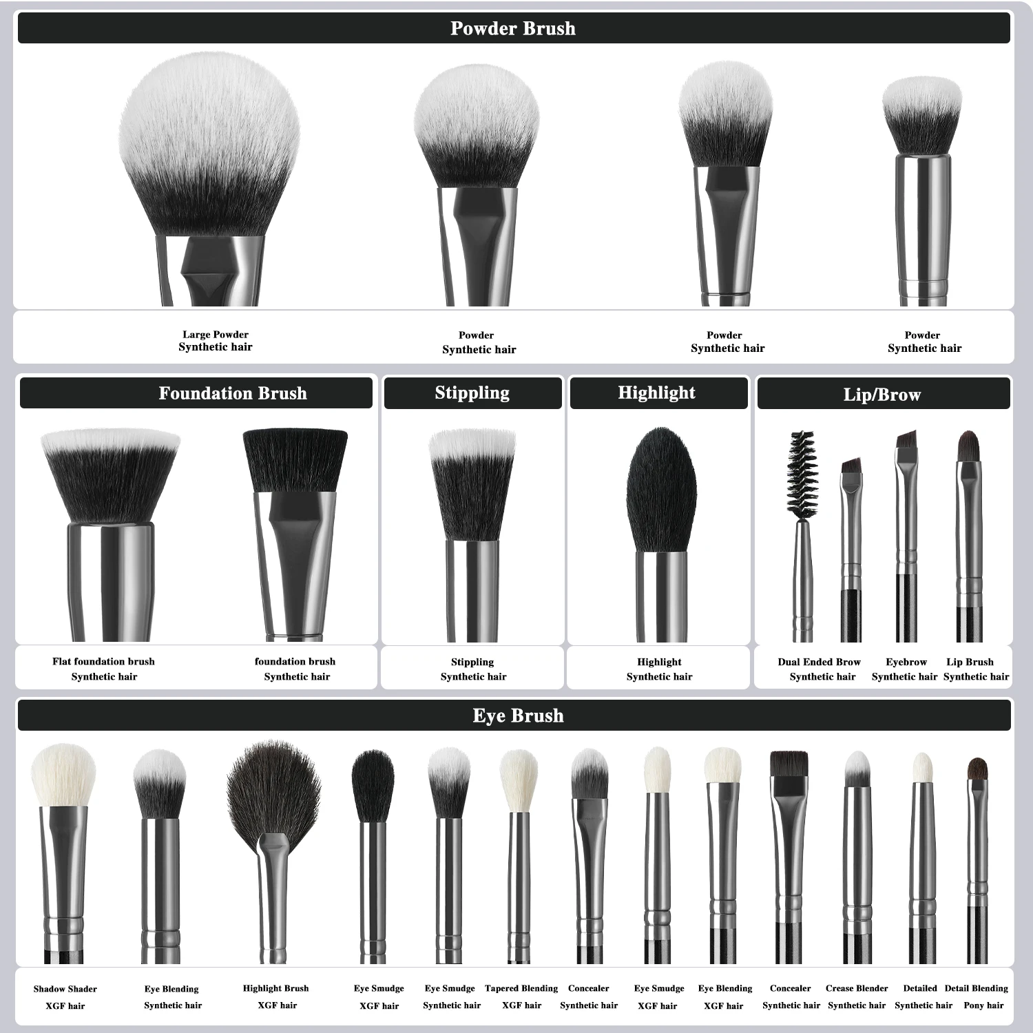 BEILI professional advanced makeup brush set eye face makeup brush foundation blush eye shadow smudge mixed makeup brush beauty 5