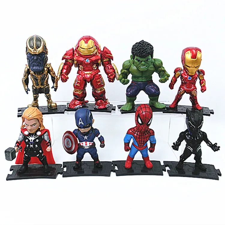 6 Pz/Set Marvel Avengers Black Panther Thanos Ironman Spiderman Captain American Hulk Figure Model Toys