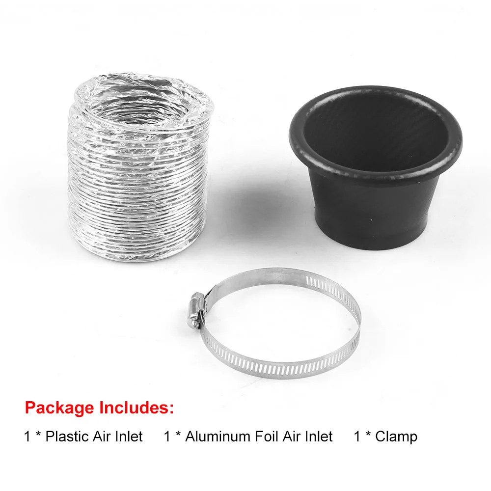 מערכת כניסת אוויר לרכב קדמי, גריל קדמי, צינור כניסה למערכת הזרקה, משפך טורבינה אוניברסלי עם דוגמת פח פחמן