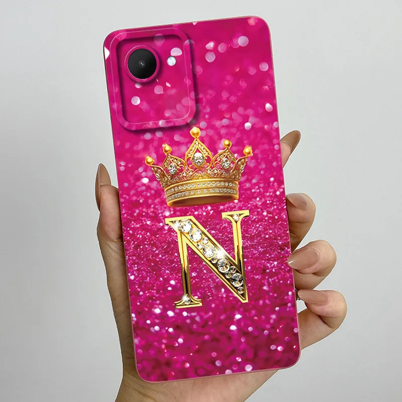 Crown Letters Soft Case with Camera Protection - Stylish Back Cover