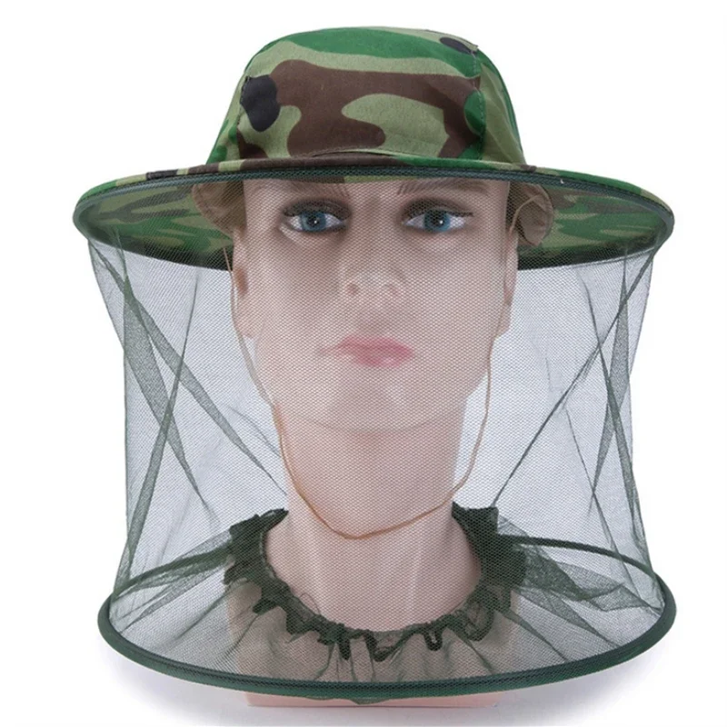 Description Picture 2 of itemMen Women Long Camouflage Fishing Hat Anti-bee Insect Anti-mosquito Net Anti-insect Mesh Hat Cap Outdoor Hat with Sun Cover