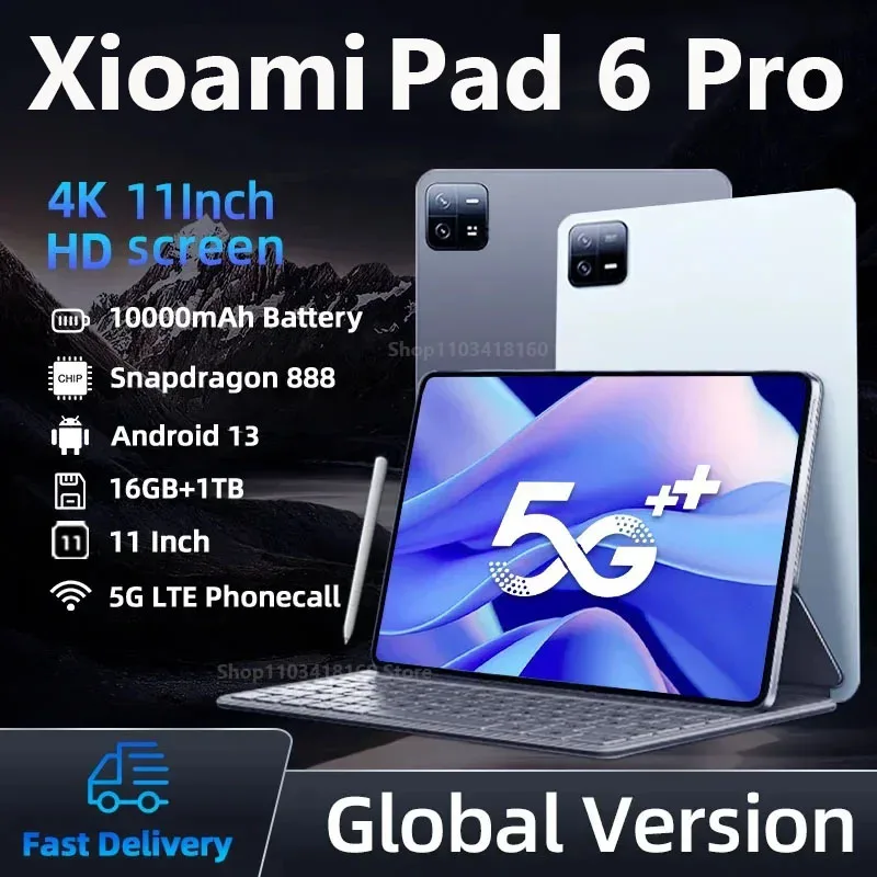 

2024 Global Version Tablet PC Pad 6 Pro Android 13 Phone Call 5G WiFi 11Inch 16GB 512GB 1TB Android Tablet PC Original Pad 6 Pro