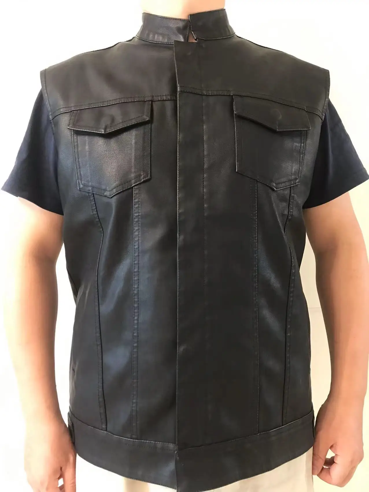 【Kotesu出品】 RIDERS LEATHER VEST JACKET Lishow Fashion Men's Biker Rocker Rider motorcycle Retro
