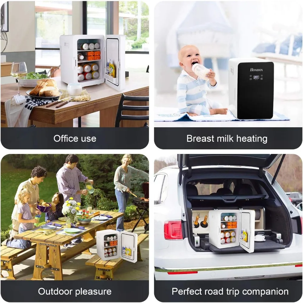 Mini Fridge, 20L Portable Cooler Warmer Refrigerators, 60W Small Refrigerator, AC/DC Compact Skincare Fridge for Skincare