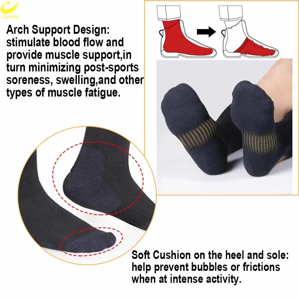 LAZAWG Running Sports Basketball Socks Moisture Breathable Wicking Athletic Sock Long Style Sweat Deodorant Sox Men Winter