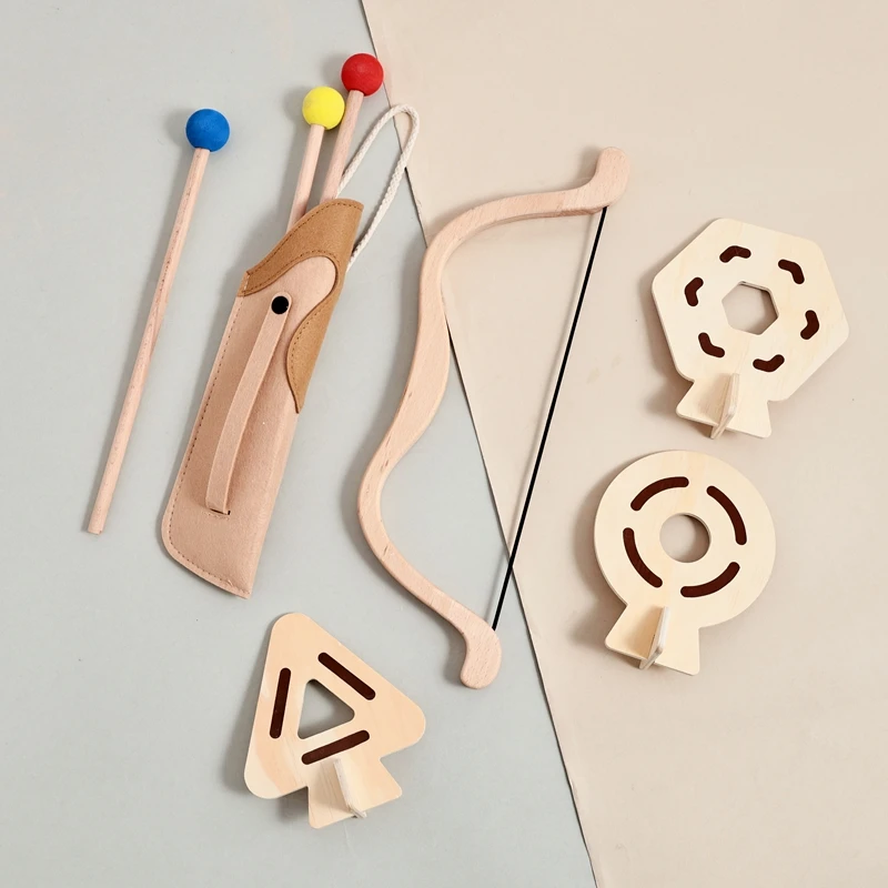 Baby-Outdoor-Sportspielzeug mit 3 Saugnäpfen, 3 Ziele, Kinder-Pfeil- und Bogen-Set aus Holz, Bogenschießen-Spielzeug, Baby-Finger, feine Bewegung – Detail 7