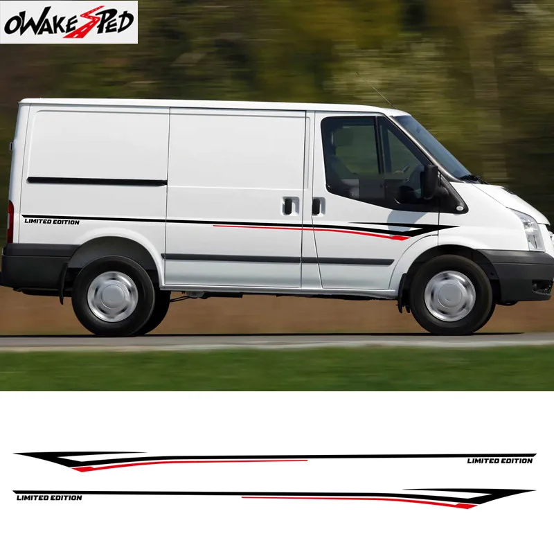 1Set Car Body Waist Sticker Racing Per Ford Transit Van Camper Auto Personalizzato Vinile Decal Film Sport Stripes Accessori