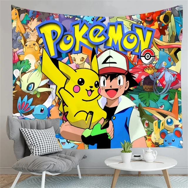 MINISO Tapisserie murale Pikachu Charmander Party Photographie Fond Imprimé Polyester Toile de fond Tenture murale Décoration Cadeau 2
