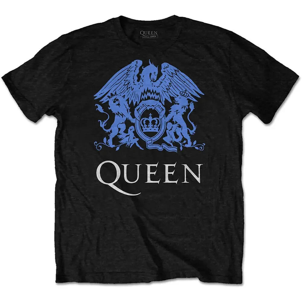 

Винтажный принт Queen Blue Crest для мужчин и женщин, хлопок, короткий рукав, с аниме принтом