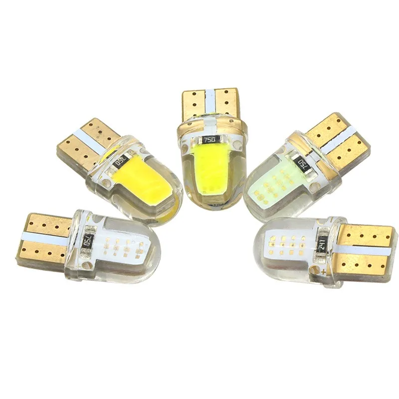 Bombilla LED para Interior de coche, lámpara de matrícula, COB, Canbus, Multicolor, 5/10 piezas, T10, W5W, 12V