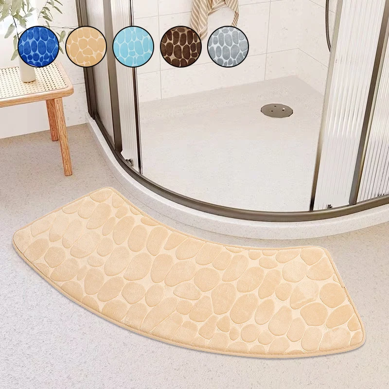 

Bathroom Floor Mat Pebble Embossed Floor Mat Curved Scalloped Absorbent Floor Mat Shower Toilet Batht Non-slip Floor Mat