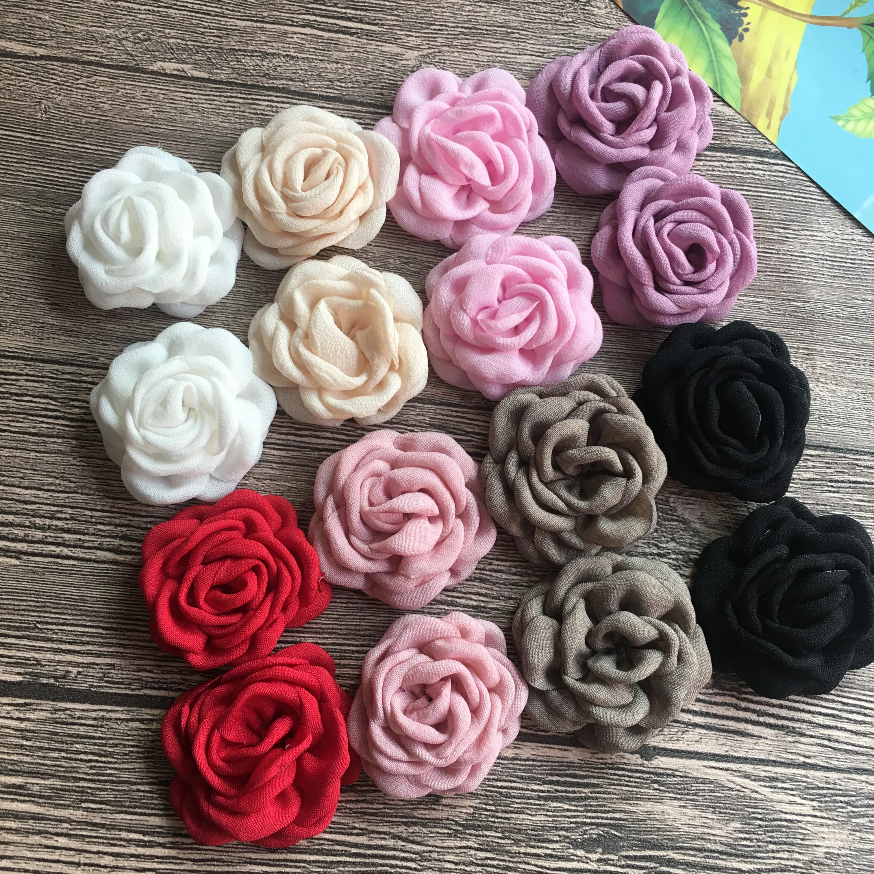 

10Pcs 2.35" Fashion Korean Burned Rosette For Baby Kids DIY Accessories Decoration For Dress Hats Shoes Brooches Fabric Flower