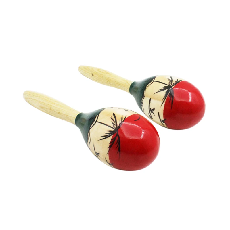 Description Picture 3 of item1Pair Colour Wood Maracas Wooden Tropical Party Percussion Shakers Wooden Sand Hammer Musical Party Child Baby Shaker Toy Gifts