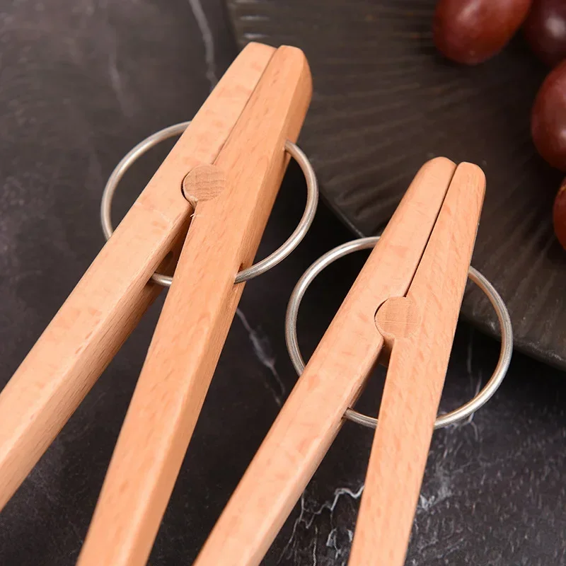 Wooden Food Tongs Anti-Scald Steak BBQ Bread Clips Kitchenware et Salad Pasta Clamps Home Novel Kitchen Accessories