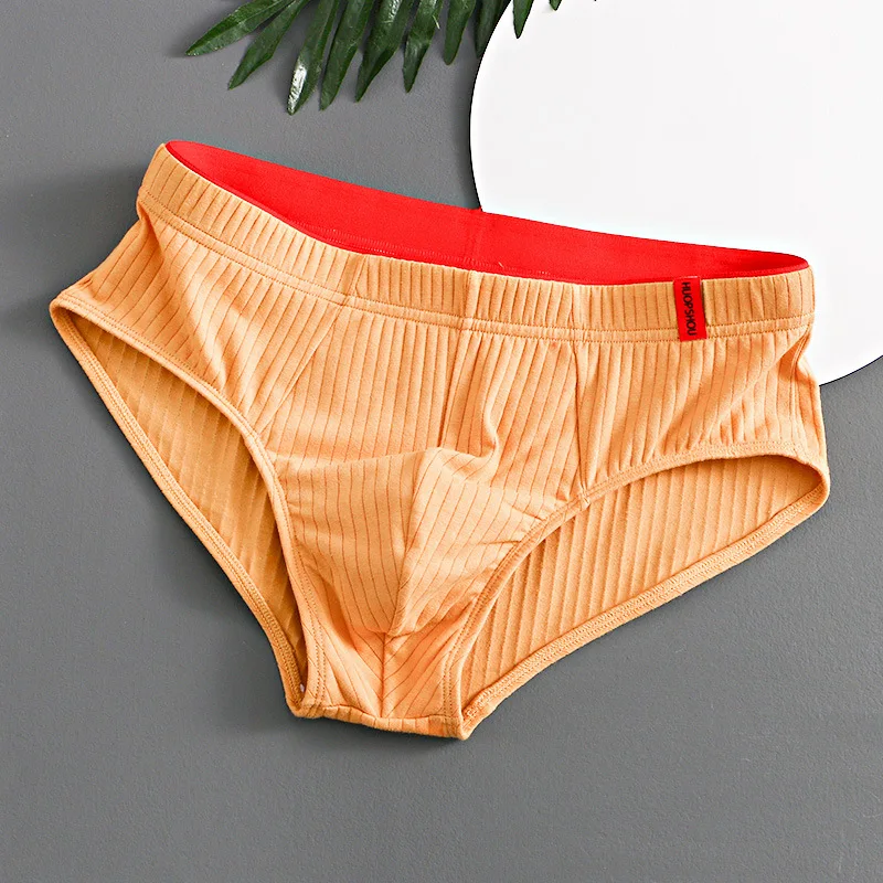 1/3PCS Männer Slips Mittlere Taille Elastische Weiche Atmungsaktive Anti-septische U Konvexen Gestreiften Einfarbig Casual männer Unterhose unterwäsche männer – Detail 9