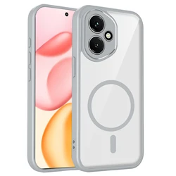 For Honor 400 Pro Magnetic Wireless Charging Protective Case - Anti - Fall Transparent Hard Shell (Gray)
