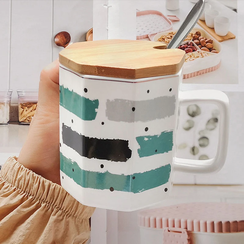 

Creative irregular ceramic coffee cup handmade ceramic tea cup with gold handle kitchenware Nordic travel home coffee cup