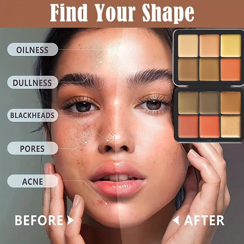 12-Color Iron Box Blusher Plate Multi-Color Cream Blush Plate Concealer Contour and Highlighter Palette Makeup Blush Face
