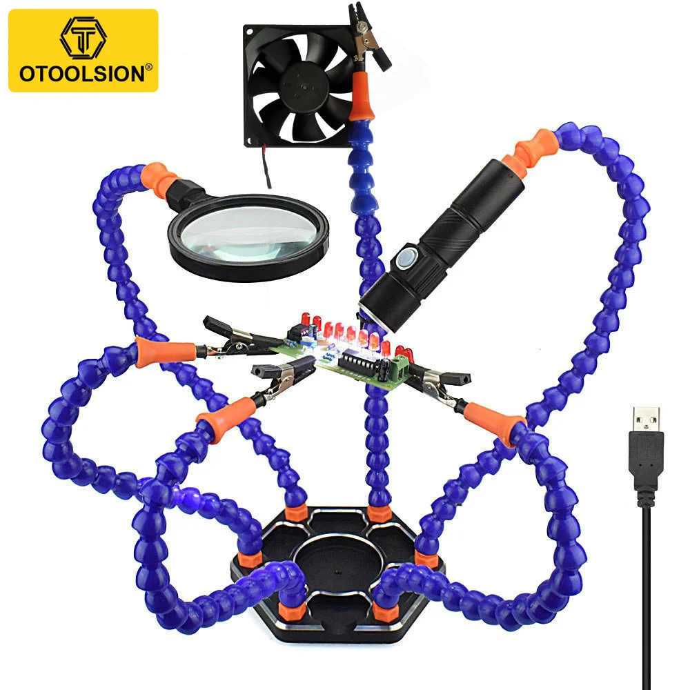 Flexible Holder Alligator Arms Soldering Helping Hands Table Clamp Pcb Board Adjustable Welding Repair Third Hand Tool Magnifier soldering helping hands soldering tool welding tool