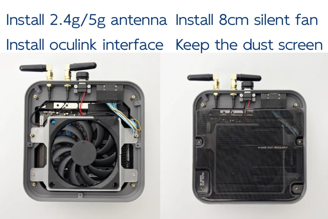 Beelink Ser8 Modification Kit Oculink Interface External 2.4G/5GWIFI Antenna And 8cm Silent Fan for Enhanced Performance