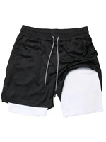 2-in-1 Running Summer Workout Shorts for Men Gym Performance Compression Shorts with Phone Pocket Towel Loop Athletic Activewear