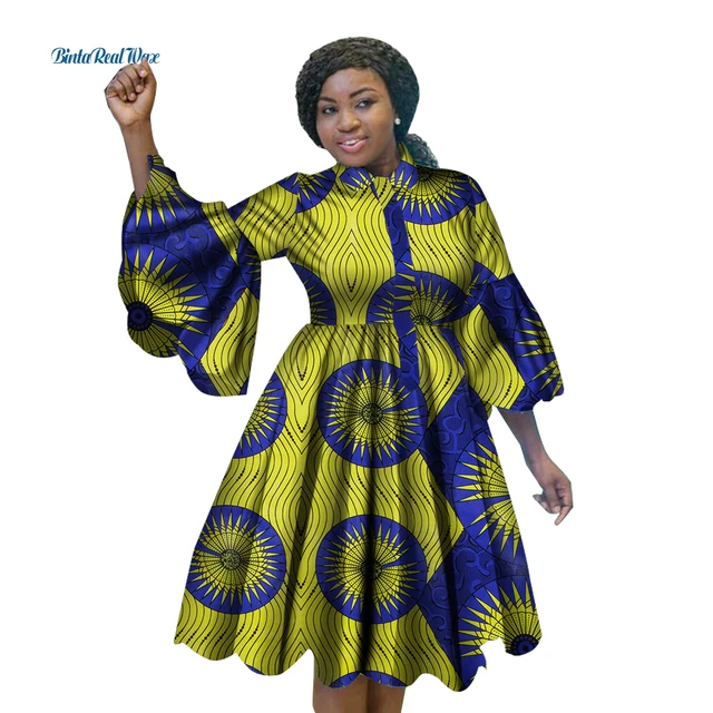 Fashion African Print Dresses For Women Bazin Riche Lovely Ruffles Sleeve  Red Dress Traditional African Women Clothing Wy3222 - Africa Clothing -  AliExpress