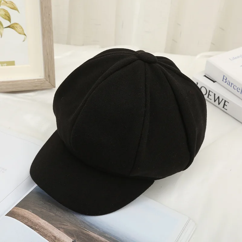 New Autumn Winter Hats for Women Solid Plain Octagonal Newsboy Cap Ladies Casual Hat Winter Beret Women Painter Caps Gift