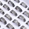 24 Pcs/Lot Stainless Steel Rings For Men Women 8mm Mix Etch Patterns Fashion Jewelry Finger Accessories Party Gift Wholesale 6
