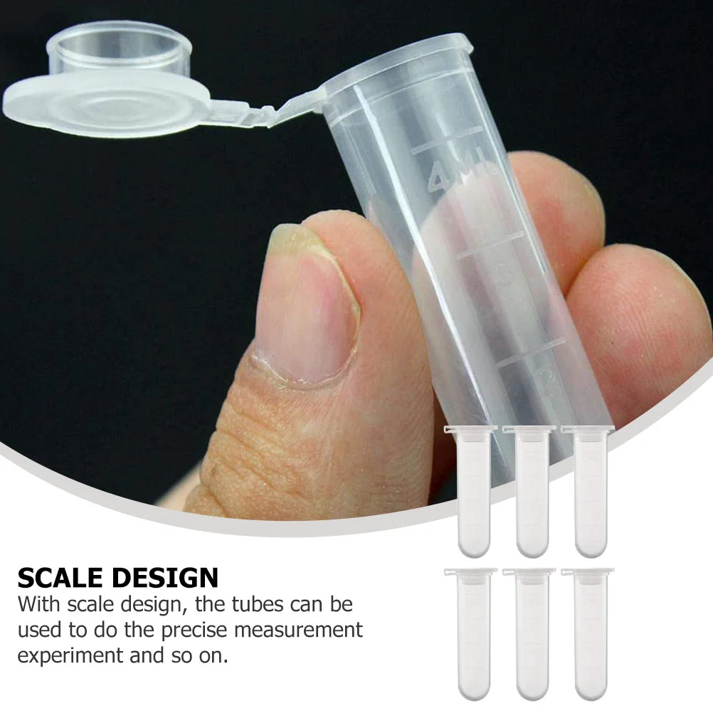 50pcs Centrifuge Tubes Laboratory Test Tube Vials Clip Container Lid Supplies Mini Science Experiment Accessories With Scale